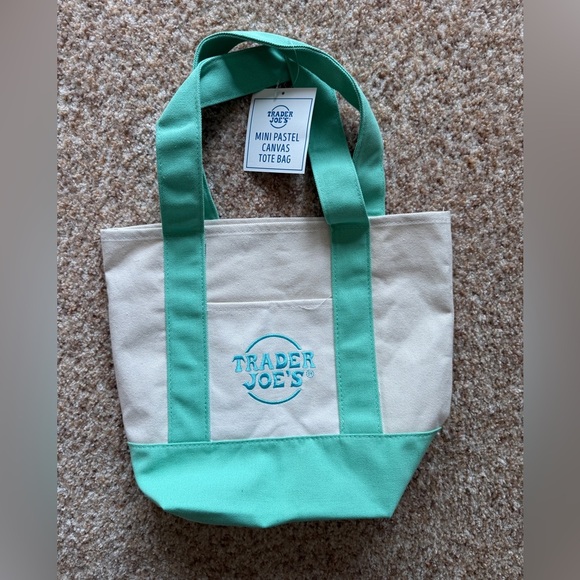 trader joes Handbags - Trader Joe’s mini pastel canvas tote bag limited edition no longer available